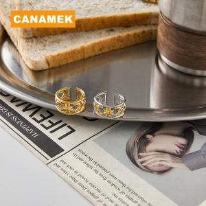 【CANAMEK】 Minimalist Classic Color Plated Star Moon Open Rings Design Waterproof Stainless Steel Jewelry Gift