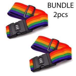 2PCS Luggage Strap Multipurpose Multifunction Travel Luggage Strap With ABS Lock Belt with Combination Suitcase Lock Rainbow Colour