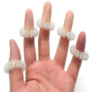 baoda Christmas Gift 10pcs Stainless Steel Finger Massage Ring Acupuncture Ring Therapy Relax Blood