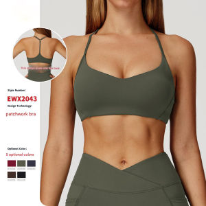 MUTUER Women Sport Bra Y-line Cross Straps Gym Workout Running Yoga Underwear Padded Crop Tops Fitness Sportswear Push Up Brassiere