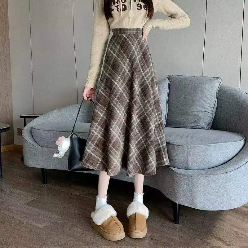 High waisted plaid skirt 5xl best sale