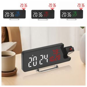 GIORGIONE Multi-functional Projection Alarm Clock Convenient 12/24H Format LED Clock Clock Humidity Display Digital Alarm Clock Bedroom