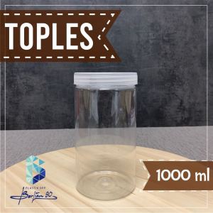 12 Pcs Toples Tabung 1000 ml + Tutup - Toples Kue Kering - Toples Kacang Bawang- Keler Kue Lebaran Tebal Murah