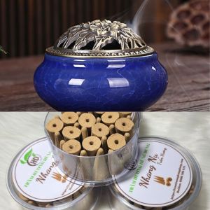 Combo Hương Trầm Nụ sạch 100% thiên nhiên cao cấp & lư xông gốm sứ  (màu ngẫu nhiên) - Trầm Hương Hùng Dung