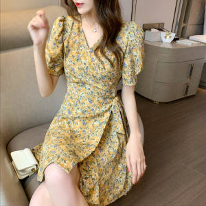 Jualan Panas@Large Size Dress 2026 New Summer Skirt Floral Dress Womens French A-line Skirt