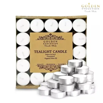 GE Candle Works 100 PCS Unscented Palm Tealight Candle (White)