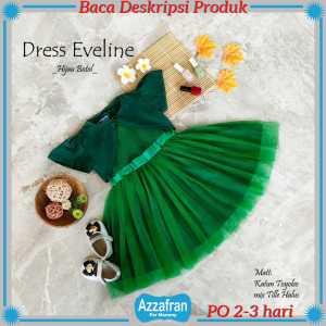 Dress Eveline | Baju Katun Anak Perempuan dan Dewasa | Kostum Natal Pesta Ulang Tahun Toyobo Murah