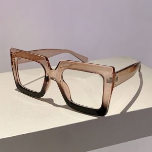 8GJGR Retro Anti-Blue Light Glasses Transparent Oversized Frame Plain Glasses Creative Lightweight Ins Square Eyeglasses Lady