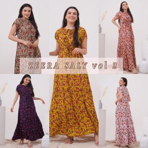 READY STOCK - ZEERA SALY DRESS MOTIF VOL 2 - DRESS KATUN LENGAN PENDEK - PRODUK