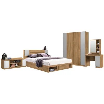 KONCEPT FURNITURE ชุดห้องนอน ขนาด 6 ฟุต รุ่น Monteo สีโอ๊ค