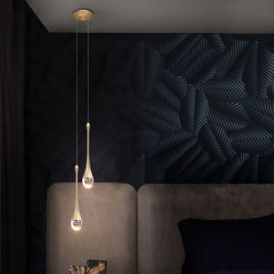 Water Droplet Pendant Light Internet Famous Luxury Bedside Table Crystal Pendant Light TV Background Wall Bar Counter2026