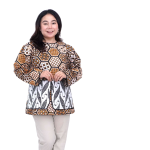 Atasan Batik Blouse Big Size Wanita Kerja Jumbo L-XL-2L-3L-4L-5L-6L-7L Model Blus Jumbo Seragam Batik / Atasan Formal Bahan Kantor Big Size Wanita