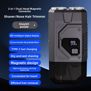 Taoxilife Máy tỉa lông mũi 2 trong 1 xách tay Máy tỉa lông mũi máy cạo râu điện có lưới lưỡi dao di động hiển thị điện đèn LED chống nước IPX7 cho đi công tác và sử dụng thường nhật