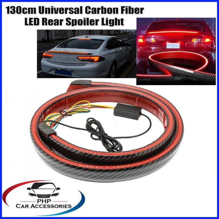 130cm Universal Carbon Fiber LED Rear Spoiler Light For Car Trunk ...