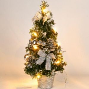 MIRELINA 20cm Cây thông Noel nhân tạo. 10 Đèn pha 3 màu Trang trí cho bữa tiệc Giáng sinh. Chất lượng cao. đèn LED Đèn trang trí hình cây thông.