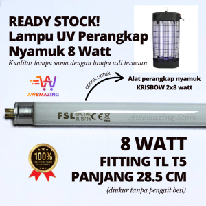 LAMPU UV PERANGKAP NYAMUK 8 WATT T5 8W (KRISBOW ACE HARDWARE FSL INSECT KILLER)