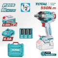 TOTAL Tools Cordless Impact Wrench (P20S / 20V / 550Nm / Brushless) TIWLI20551 / TIWLI2055. 