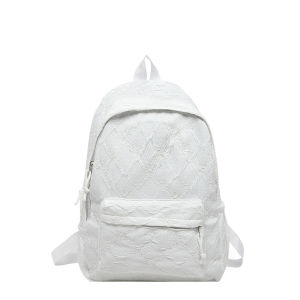 Cute Angel Wings Quilted Backpack Fashion Nylon School Bag Stylish Embroidered Pattern Casual Backpack Spacious Daily Travel Bag2026