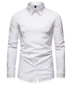 áo sơ mi áo sơ mi nam phong cách châu âu đầy nam tính và cuốn hút thiết kế cúc chéo độc đáo cá tính và trẻ trung chất vải mềm mịn thoáng mát - N27