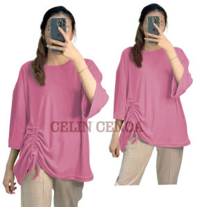 Atasan Wanita Oversize / Kaos Wanita Model Serut / Koas Wanita Polos / Bahan Bebyterry Premium LD 125 PJ 72