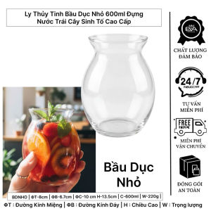 Ly Thủy Tinh Cao Cấp Dáng Hourglass 600ml Đựng Sinh Tố Kem Tráng Miệng Decor Sang Trọng STPHPT