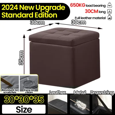 🔥SG Local Seller🔥2024 Upgrade 120cm Leather Ottoman Storage Bench With Wheel PU Ottoman Storage Stool Bench Chair Waterproof Multi-functional Large Capacity Space Saving Ottoman Stool Bench With Storage 储物凳 收纳凳