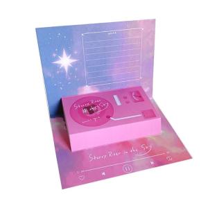 Popup Greeting With Phonograph Sound Chip Shape Party Invitation Blessing for Valentines Day