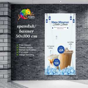 Cetak Spanduk Banner Biru Modern Menu Minuman Ramadan