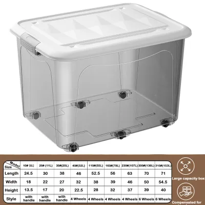 LifeStow Waterproof Transparent Storage Box Large Plastic MegaBox For Clothes Wardrobe Organizer Toy Chests With Wheels