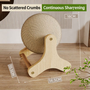 AP AIMAYAPET Wooden Cat Scratching Ball Toy Wear-resistant Stable Kitten Sisal Rope Ball 2IN1 Cat Scratching Post