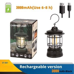 3000w Retro Camping Lantern LED Portable Tent Light COB Emergency Lamp Outdoor Camping Horse Lantern USB Light