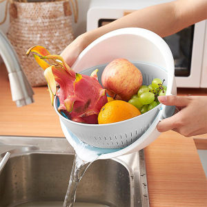Locaupin Round Food Strainer Kitchenware Colander Multifunctional Draining Basket Washing Bowl for Fruit Vegetable Pasta