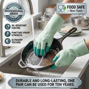 Heavy Duty Latex Household Gloves Thick Durable Kitchen Cleaning Gloves Multi Purpose Rubber Dishwashing Gloves Non Slip Colorful Women Gloves For Washing Dishes Laundry