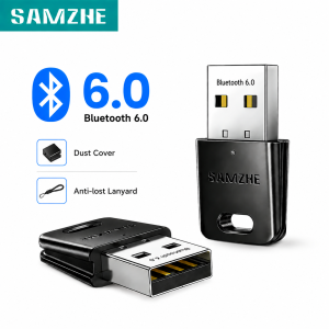 SAMZHE Dongle USB Bluetooth 6.0 Adapter for PC Bluetooth Receiver & Transmitter for Bluetooth Keyboard/Mouse/Speakers