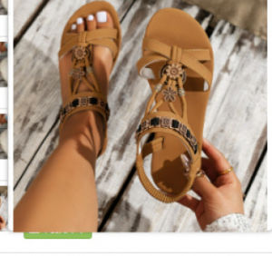 Free Shipping Bohemian Beach Sandals Flat-Soled Casual Summer Style New Design Plus-Size With Elastic Straps WomenS