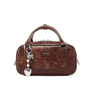 onetime Vintage Patchwork Boston Bag Messenger Bag Leather Zipper Adjustable Shoulder Strap Valentines Day Gift