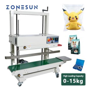 ZONESUN Automatic Continuous Vertical Type Sealing Machine Big Plastic PE Film Foil Kraft Paper Bag Sealer with Print Batch Date ZS-FR1100