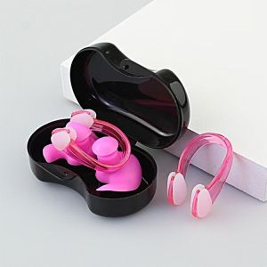 Silicone Swimming Ear Plugs with Nose Clip Waterproof Spiral Earplug Ear Protection for Swimming