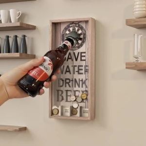 Sacesr Europe Beer Bottle Opener Old Wooden Frame Wall Creative Bottle Opener Cast Iron Wall Hanging Beer Openers Retro Bar Supplies P9M4Y