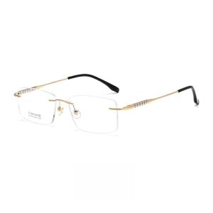 FIRADA Fashion Business Eyeglasses Women's Luxury Retro Square Titanium Rimless Eyewear Prescription Glasses Frame Men S97356W