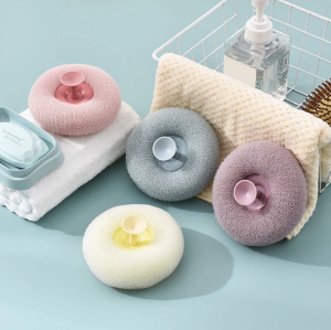 3D Bath Ball with Suction Cup Rich Foaming Body Scrubber Shower Massage Ball Exfoliating Sponge Bath Loofahs Body Cleaning