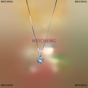 [COD] WEICHENG Fashion 925 Sterling Round Zircon Necklace Minimalist Style Charm Choker Pendant Party Gift For Womens Fine Jewelry
