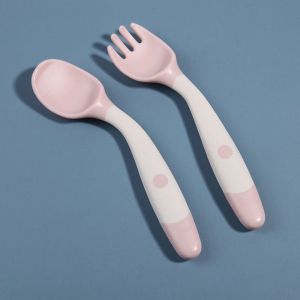 Bayar Di Tempat - Sendok dan Garpu Bayi / Set Alat Makan Bayi / Peralatan Makan Bayi / Baby Training Spoon / Baby Safe Training Spoon