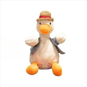 BESTOURO Chất liệu nhung Vịt nhồi bông điện Chức năng điện Tính năng lặp lại Đồ chơi vịt lặp lại Đồ chơi điện tử Chức năng hát Gấu bông vịt Đồ chơi cho bé trai