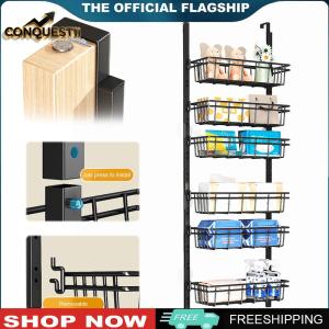 [Conquestii] 6-Tier Over The Door Pantry Organizer Detachable Metal Hanging Door Organizer Over Door Racks for Kitchen Laundry Room Bathroom