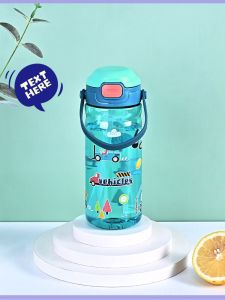 550ml Simple Cute Drinking Bottle Kids Water Bottle with Leak Proof Flip-Top Lid Reusable Botol Air Budak bottle with Straw