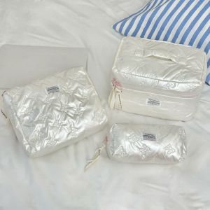CHUN053634 Chất liệu PU Túi mỹ phẩm Ngăn chứa đồ Đa chức năng Hộp trang điểm Thanh lịch Trang trí nơ Túi vệ sinh cá nhân Sử dụng cho phụ nữ