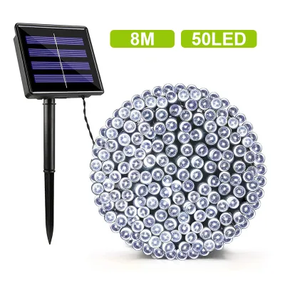 Outdoor Solar String Lights 8M 50LED 12M 100LED 8-Mode Decorative Solar Copper Wire Fairy Lights Lamps Ramadan Garden Lamp Wedding Parties Birthday Waterproof