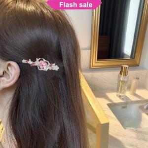 SHENHAO2🎀 Tinh thể màu hồng tình yêu tóc clip một từ Duckbill clip cho cô gái bên Clip ngọt ngào kẹp tóc Phụ kiện tóc của phụ nữ