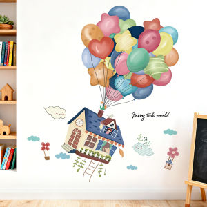 Decal giấy dán tường ngôi nhà bóng bay Có keo sẵn-Trang trí phòng khách phòng ngủ cho bé